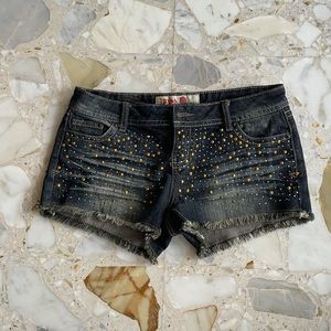 1st Kiss Gold and Silver Bedazzled Jean Shorts 9